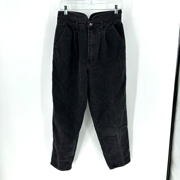 Vintage Gitano high waisted balloon tapered black gray jean 80s size 12 - Picture 1 of 8